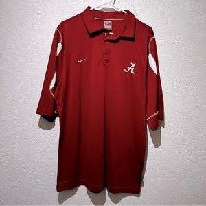 NIKE Fit Dry University of Alabama Crimson Red & White Polo Shirt L Large